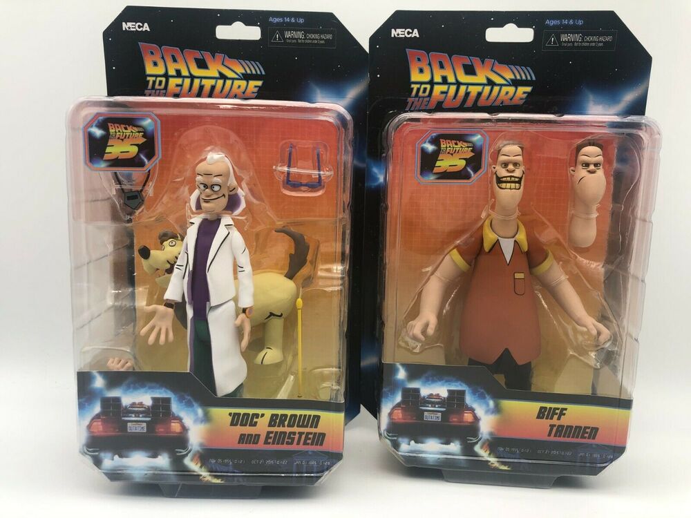 Back To The Future Doc Brown & Einstein & Biff Tanner 6" Action Figure NECA
